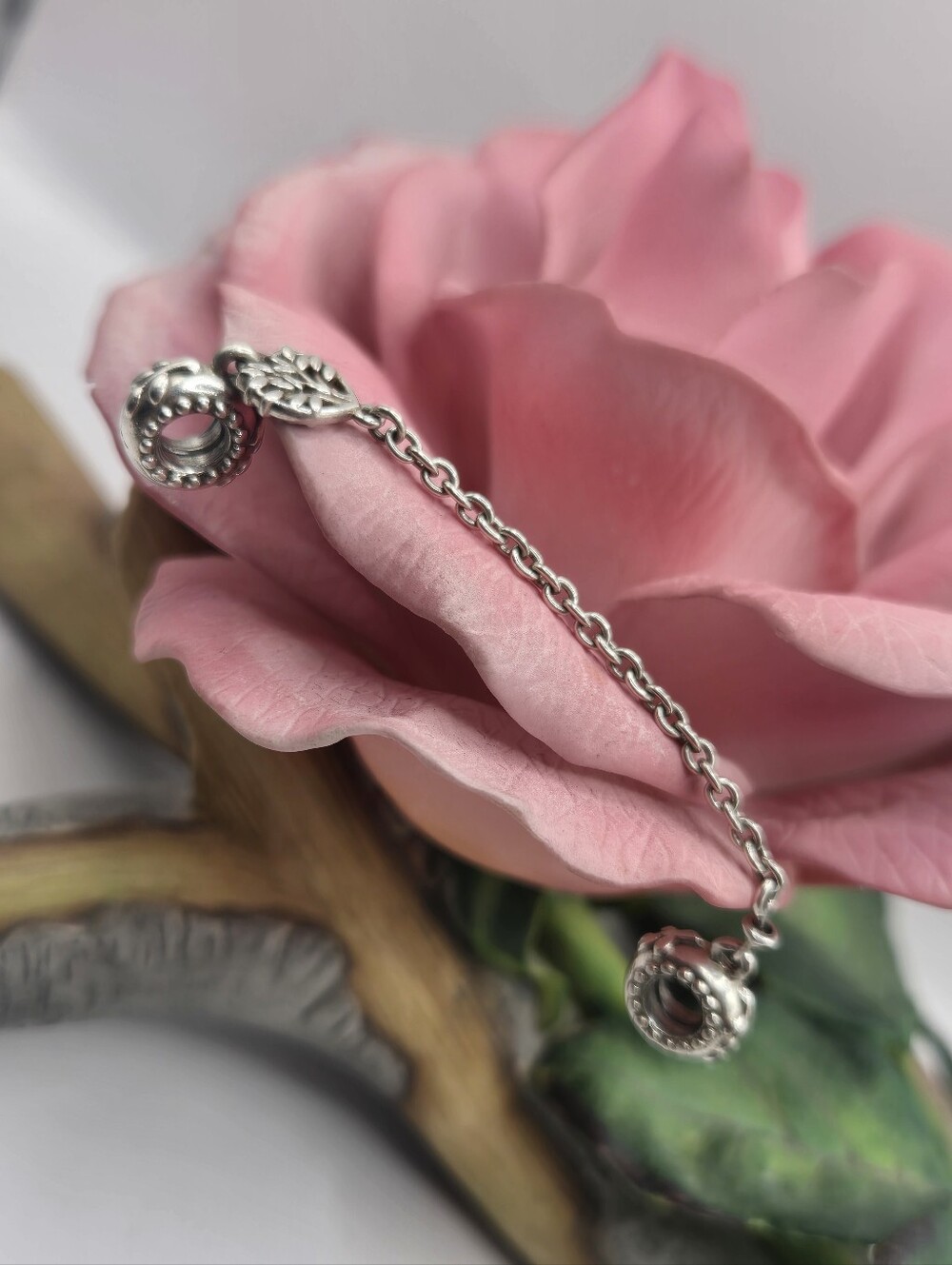 Pandora Silver Leaf Safety Chain Connector - Silver